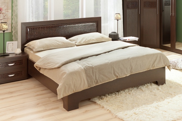 Односпальная кровать -1 с основанием 90х200 коричневая Парма Кураж