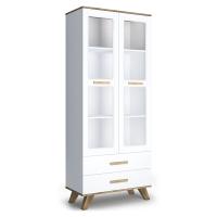 Шкаф - витрина со стеклом распашная 80х40,4х194 белая Вега Скандинавия Кураж