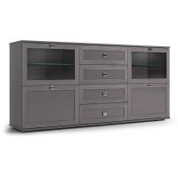 Комод с ящиками и стеклом большой 180х40х88 серый Парма Нео Кураж