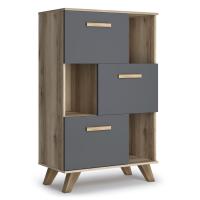 Комод с нишами 80х40,4x125,6 серый Вега Скандинавия Кураж