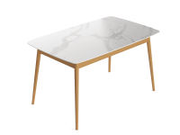 Стол обеденный 130х80х75 «Стокгольм 2» массив бука белый мрамор Стулбери