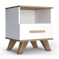 Тумба прикроватная с ящиком и нишей 45х40,4х53,6 белая Вега Скандинавия Кураж