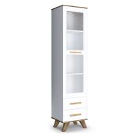 Шкаф - витрина со стеклом 45х40,4х194 белая Вега Скандинавия Кураж