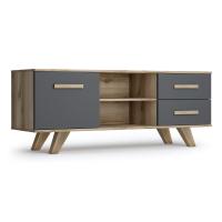 Тумба под телевизор с ящиками 135х40,4х53,6 серая Вега Скандинавия Кураж