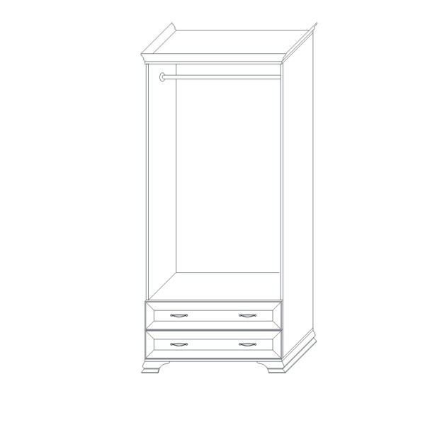 Шкаф распашной двухверный с ящиками (корпус) 95,6х58,2х213 бежевый Сиена Кураж