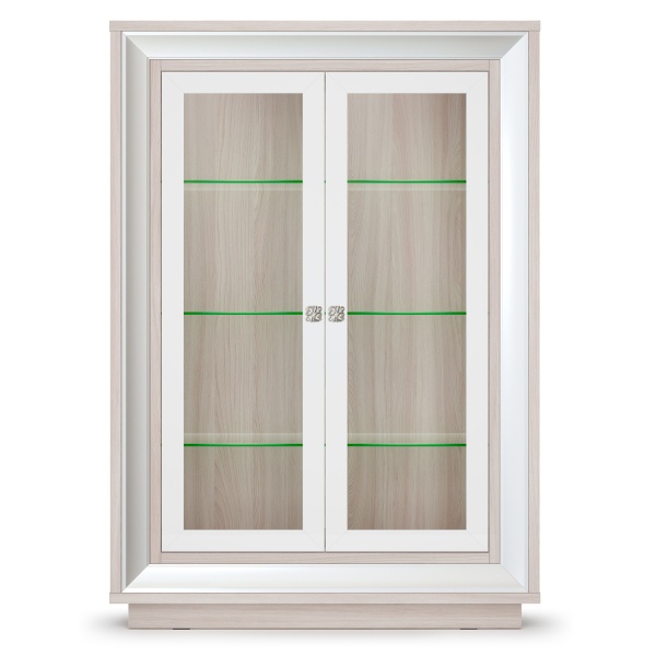 Шкаф - витрина со стеклом 99,8х42,6х142,5 бежевая Прато Кураж