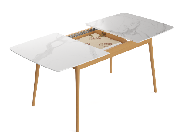 Стол обеденный 130х80х75 «Стокгольм 2» массив бука белый мрамор Стулбери