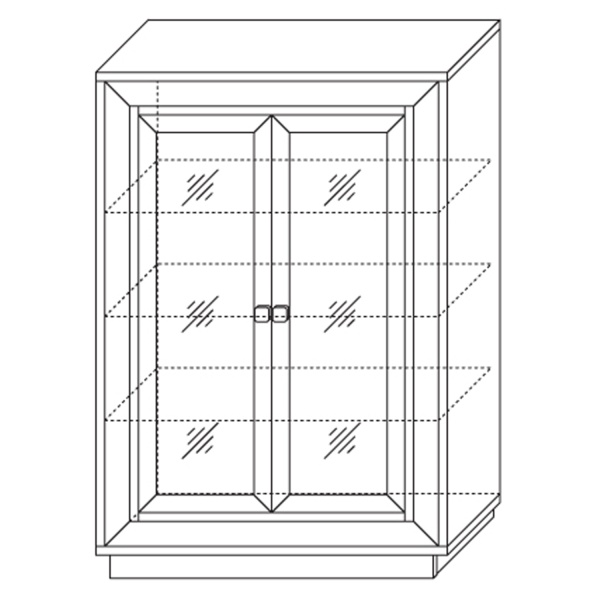 Шкаф - витрина со стеклом 99,8х42,6х142,5 бежевая Прато Кураж