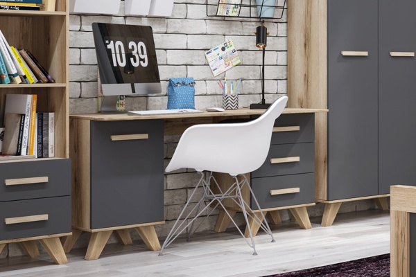 Стол письменный 140х60х71.6 серый Вега Скандинавия Кураж