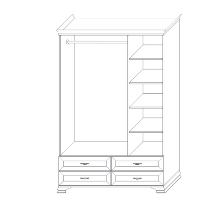 Шкаф распашной трехдверный с ящиками (корпус) 95,6х58,2х213 бежевый Сиена Кураж