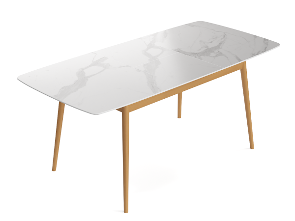 Стол обеденный 130х80х75 «Стокгольм 2» массив бука белый мрамор Стулбери