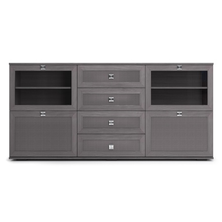 Комод с ящиками и стеклом большой 180х40х88 серый Парма Нео Кураж