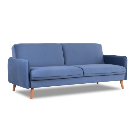 Диван трехместный с подушками 206х90х86 см синий  Велюр Priority 795 ANN FINSOFFA