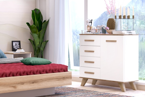 Комод с ящиками 90х40,4x89,6 белый Вега Скандинавия Кураж (дубль)