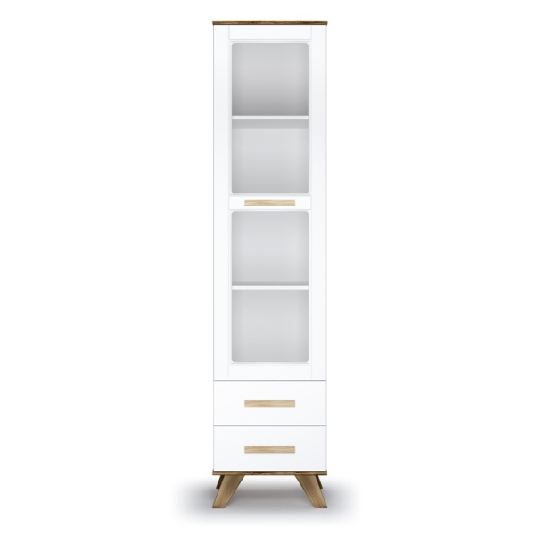 Шкаф - витрина со стеклом 45х40,4х194 белая Вега Скандинавия Кураж