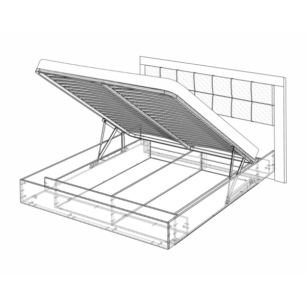Двуспальная кровать - 5 с подъемным механизмом 140х200 серая Вега Скандинавия Кураж