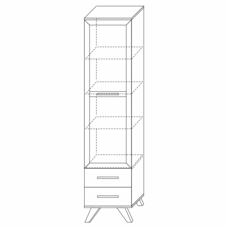 Шкаф - витрина со стеклом 45х40,4х194 серая Вега Скандинавия Кураж