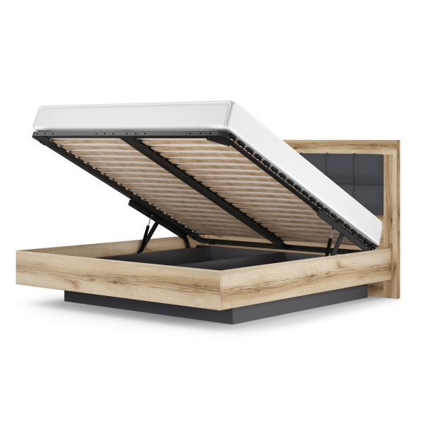 Двуспальная кровать - 5 с подъемным механизмом 140х200 серая Вега Скандинавия Кураж