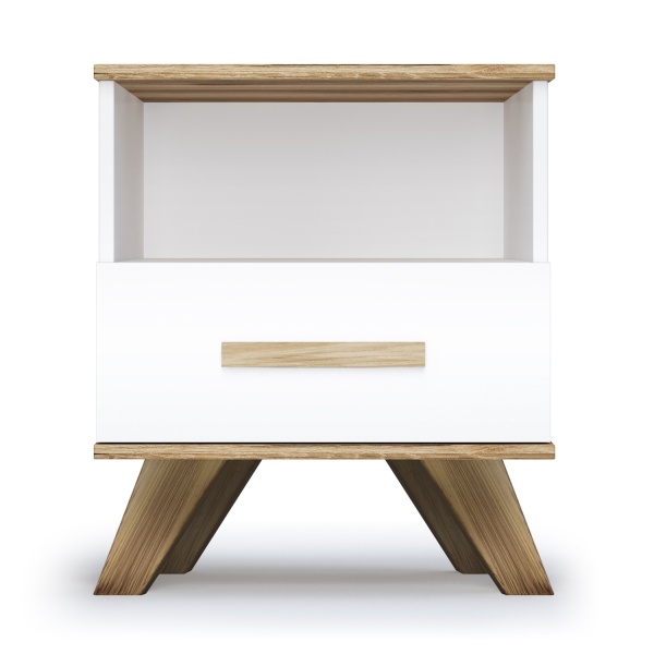 Тумба прикроватная с ящиком и нишей 45х40,4х53,6 белая Вега Скандинавия Кураж