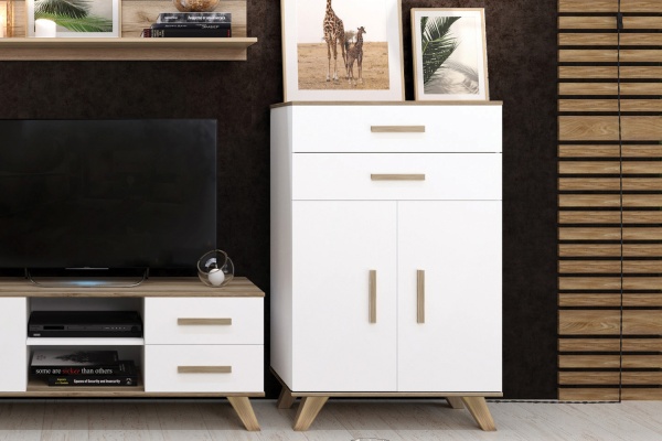 Комод с ящиками 80х40,4x125,6 белый Вега Скандинавия Кураж