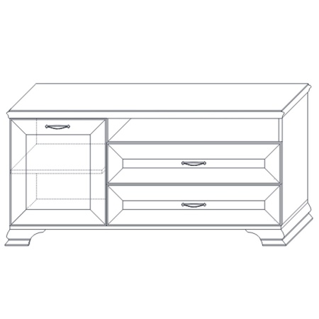 Тумба под телевизор с ящиками 130,4х38,3х64,6 бежевая Сиена Кураж