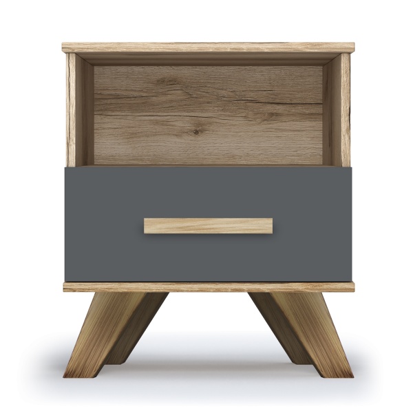 Тумба прикроватная с ящиком 45х40,4х53,6 серая Вега Скандинавия Кураж