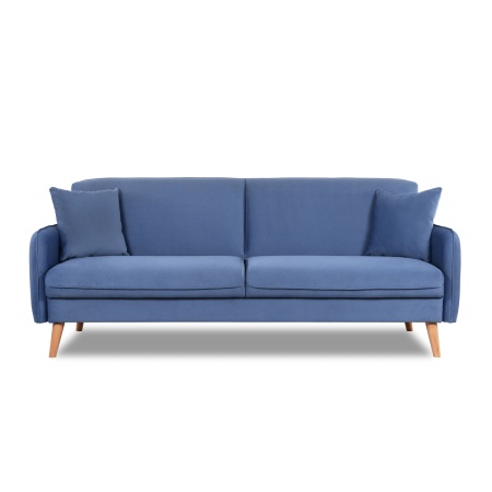 Диван трехместный с подушками 206х90х86 см синий  Велюр Priority 795 ANN FINSOFFA