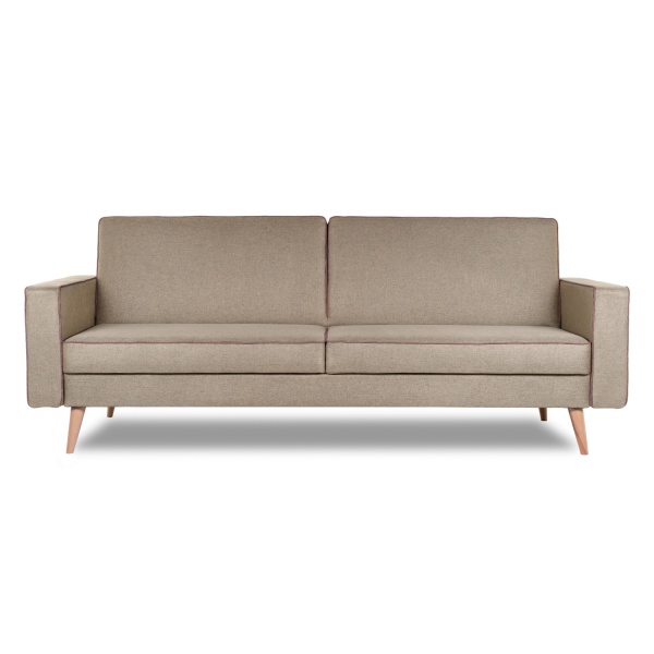 Диван трехместный с подушками  214х90х86 см темно-коричневый  Жаккард UNO Beige, кант Рогожка Preston 232  BERUS FINSOFFA