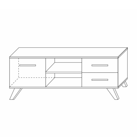 Тумба под телевизор с ящиками 135х40,4х53,6 белая Вега Скандинавия Кураж