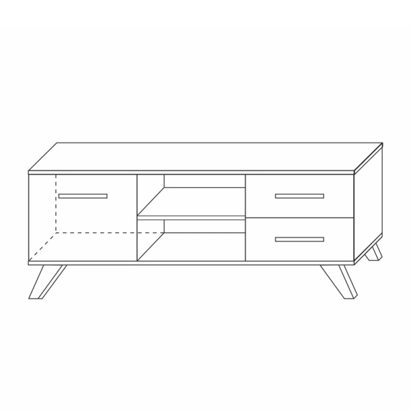 Тумба под телевизор с ящиками 135х40,4х53,6 белая Вега Скандинавия Кураж