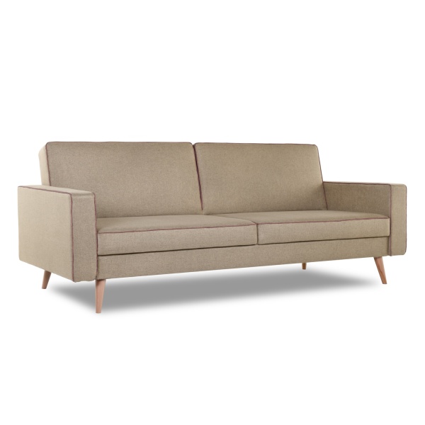 Диван трехместный с подушками  214х90х86 см темно-коричневый  Жаккард UNO Beige, кант Рогожка Preston 232  BERUS FINSOFFA