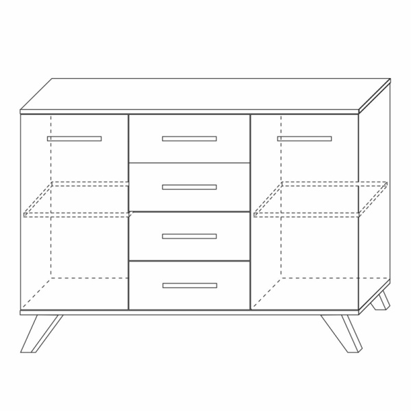 Комод большой с ящиками 135х40,4x89,6 белый Вега Скандинавия Кураж