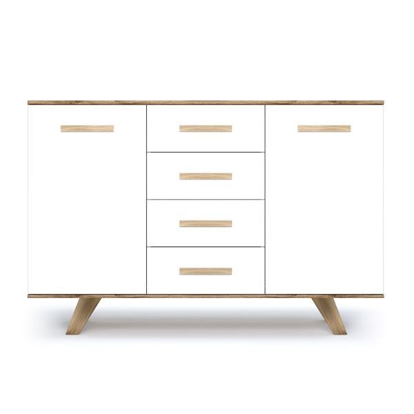 Комод большой с ящиками 135х40,4x89,6 белый Вега Скандинавия Кураж