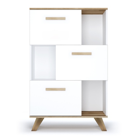 Комод с нишами 80х40,4x125,6 белый Вега Скандинавия Кураж