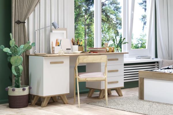 Стол письменный 140х60х71.6 белый Вега Скандинавия Кураж