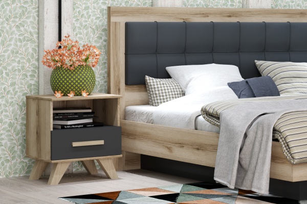 Тумба прикроватная с ящиком 45х40,4х53,6 серая Вега Скандинавия Кураж