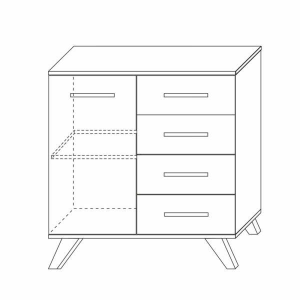 Комод с ящиками 90х40,4x89,6 белый Вега Скандинавия Кураж (дубль)