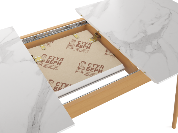 Стол обеденный 130х80х75 «Стокгольм 2» массив бука белый мрамор Стулбери