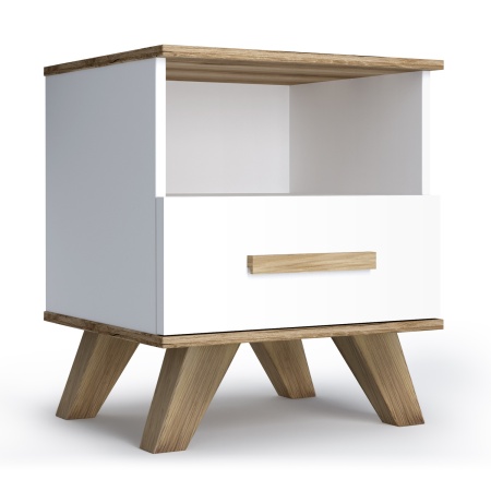 Тумба прикроватная с ящиком и нишей 45х40,4х53,6 белая Вега Скандинавия Кураж