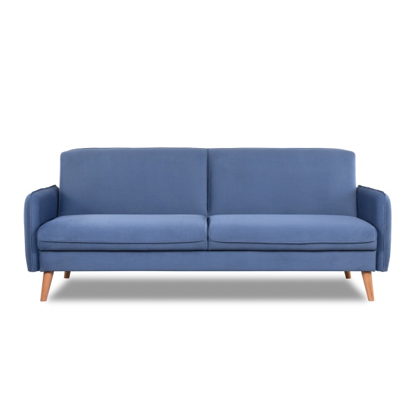 Диван трехместный с подушками 206х90х86 см синий  Велюр Priority 795 ANN FINSOFFA