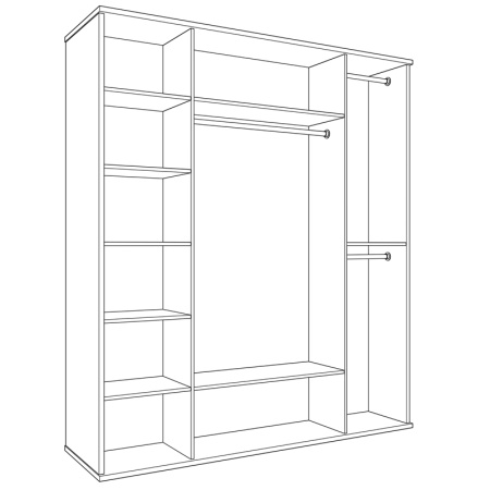 Шкаф распашной четырехдверный дверный (корпус) 193,3х57,9х221,7 Парма Нео Кураж