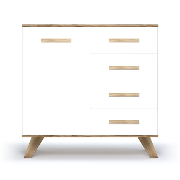 Комод с ящиками 90х40,4x89,6 белый Вега Скандинавия Кураж (дубль)